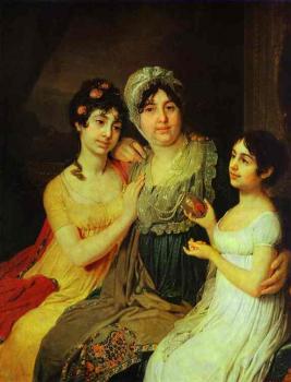 弗拉基米爾 波羅維科夫斯基 Portrait of Countess A. I. Bezborodko with Her Daughters